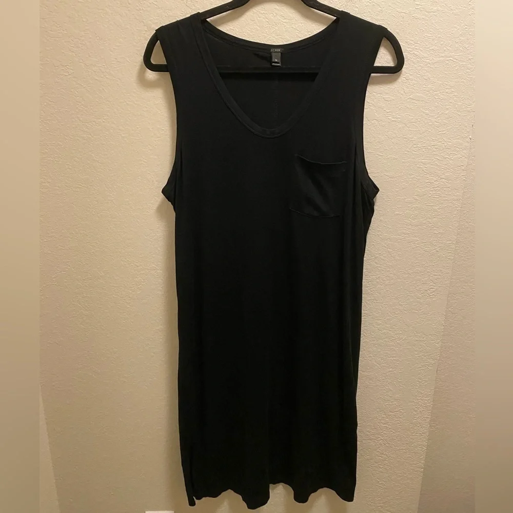 J. Crew Black Sleeveless Lightweight Midi Dress With Front Pocket Size Medium